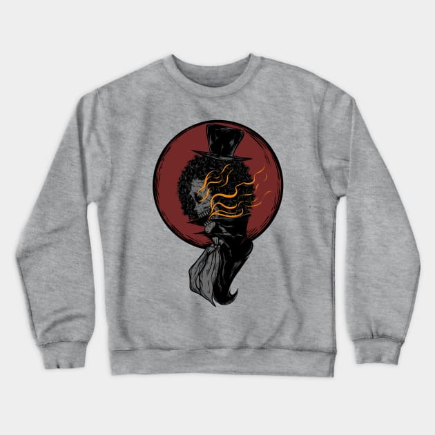 Red Moon Skeleton Pirate Crewneck Sweatshirt by petterart